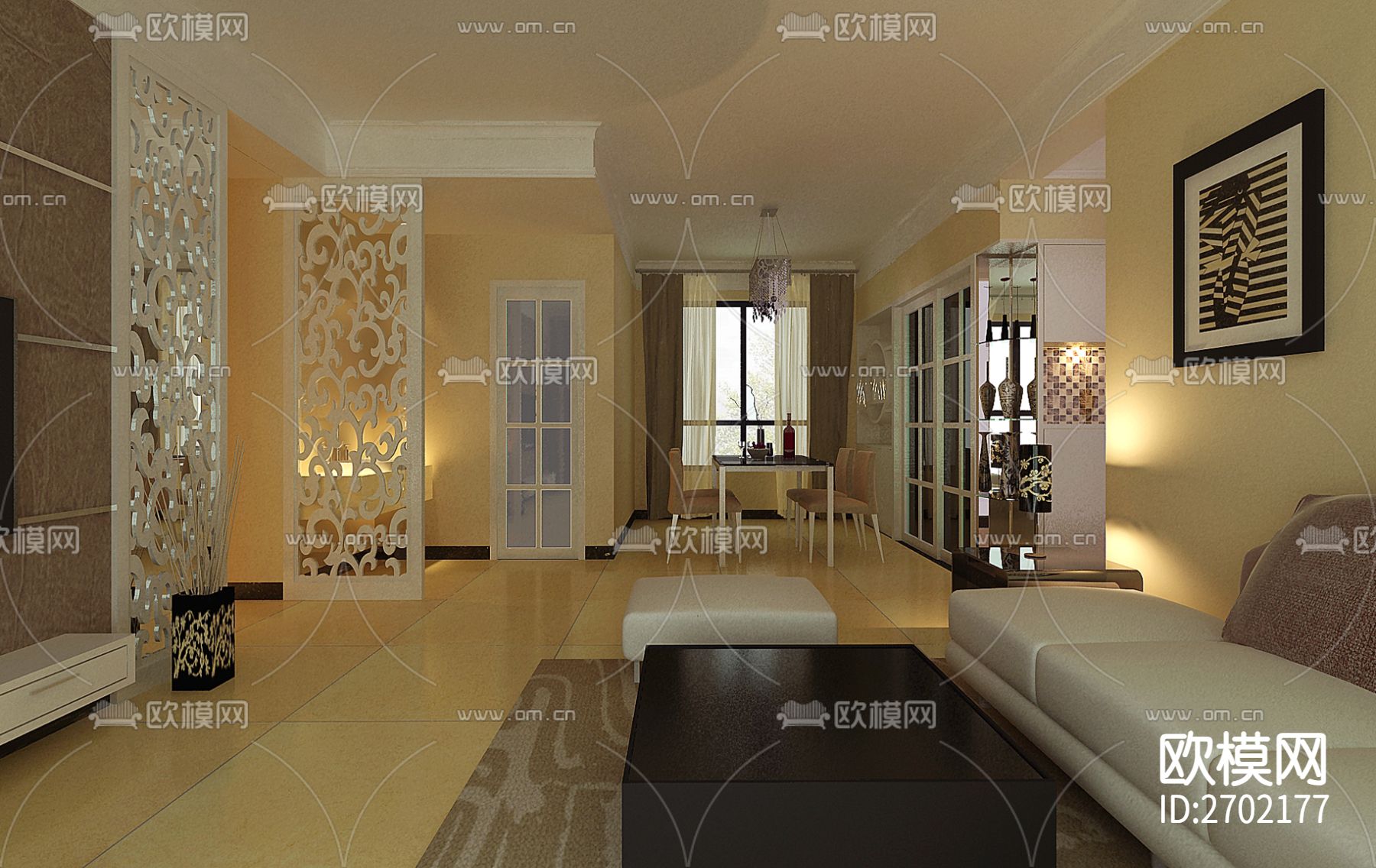 一百四十平大平层全套装修cad施工图下载（渲染图10）