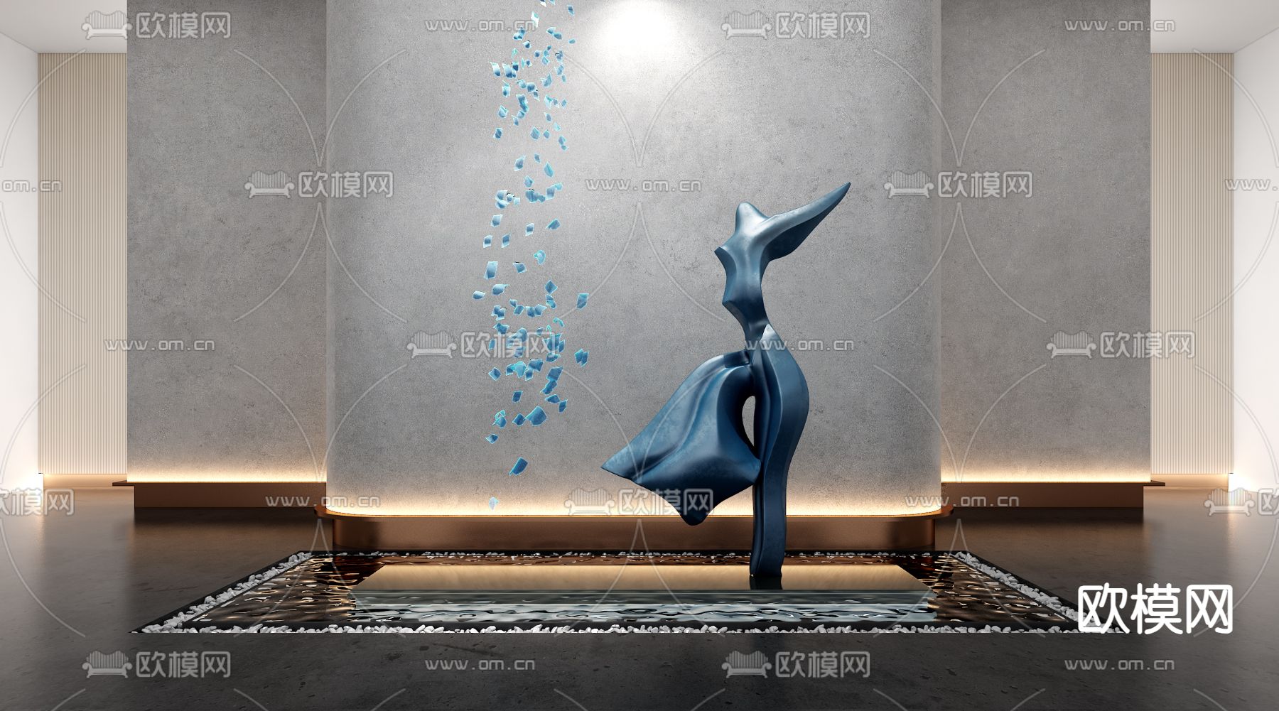 抽象雕塑 大堂装置3d模型下载