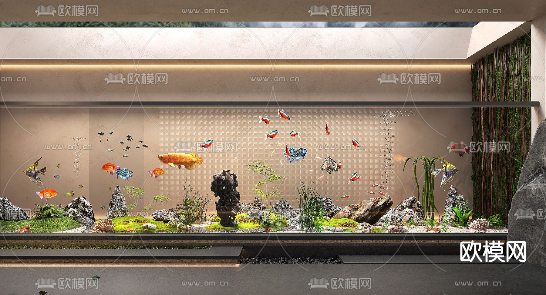 鱼缸 水族箱3d模型下载