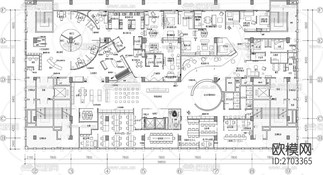 大型家具展厅cad平面图-免费3dmax模型库-欧模网
