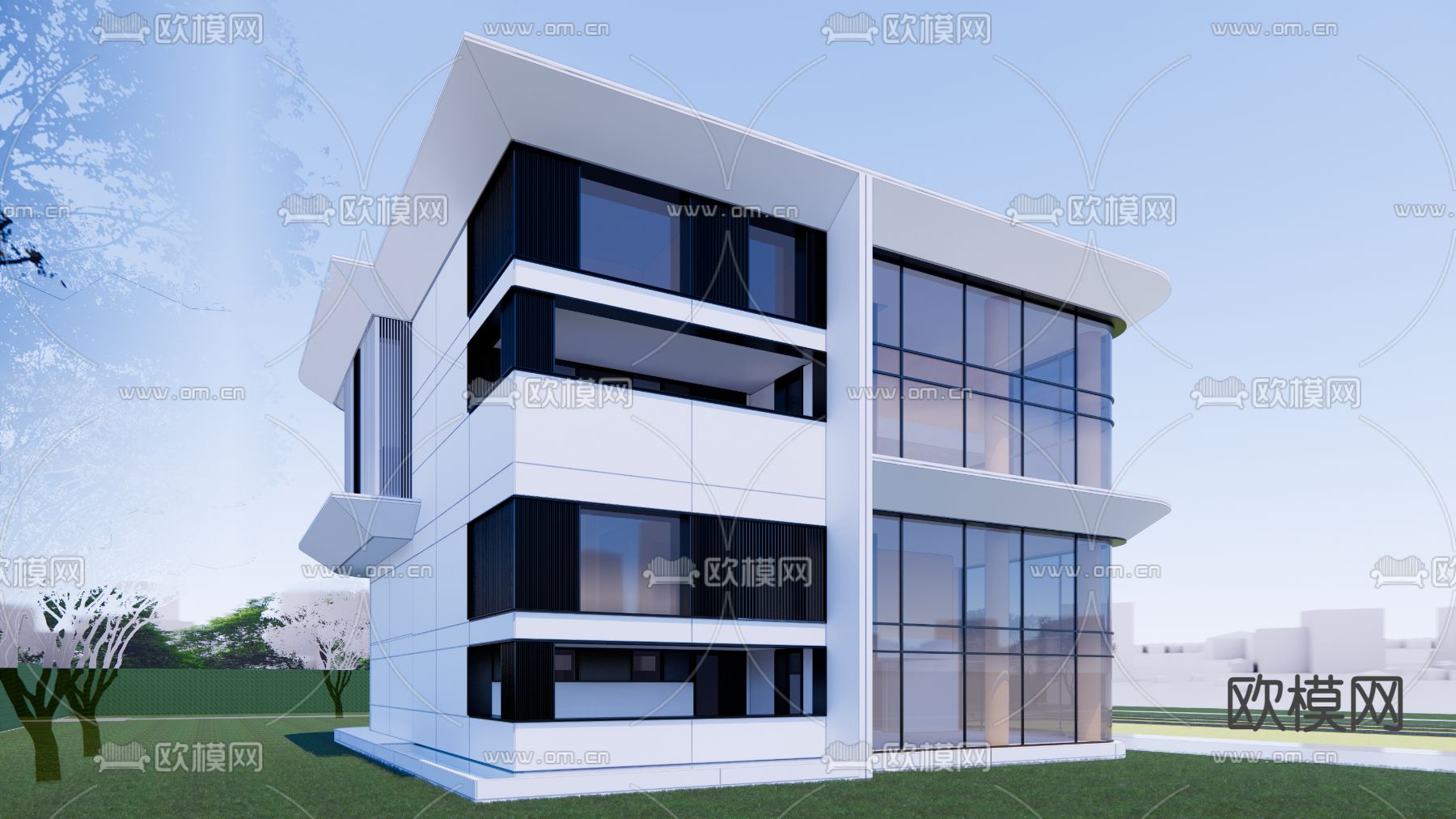 独栋别墅 外观su模型下载（渲染图2）