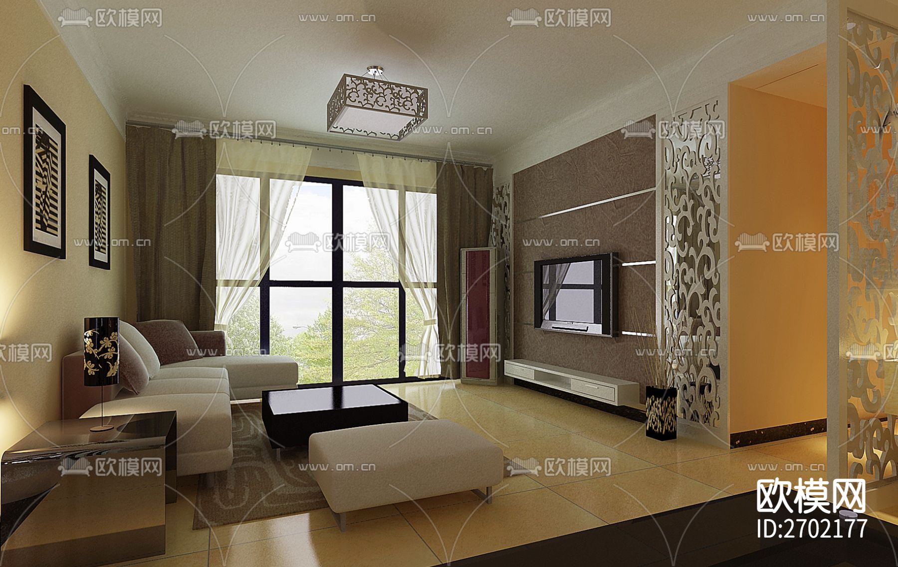 一百四十平大平层全套装修cad施工图下载（渲染图9）