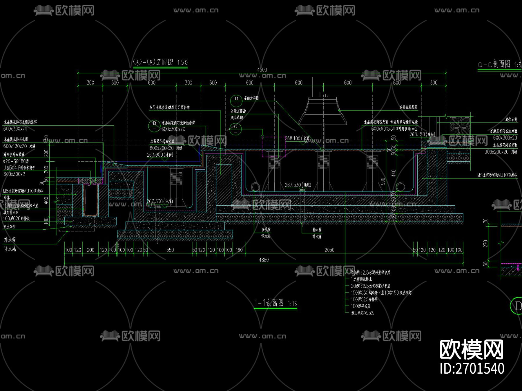 新中式廊架cad大样图下载（渲染图8）