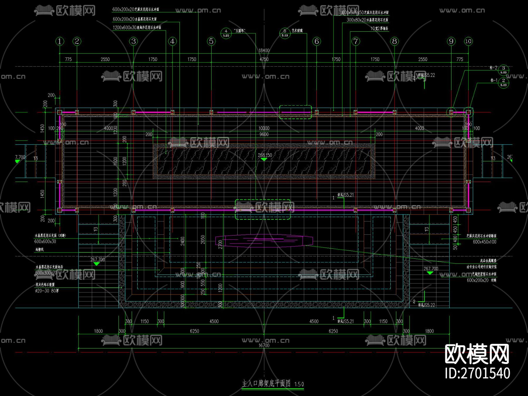 新中式廊架cad大样图下载（渲染图2）
