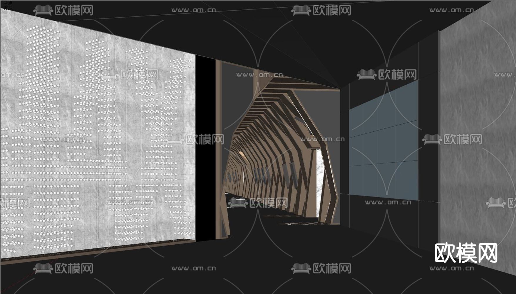 电影院走廊 过道su模型下载（渲染图2）