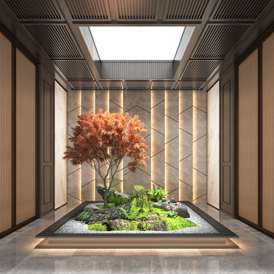  天井造景 植物堆su模型 