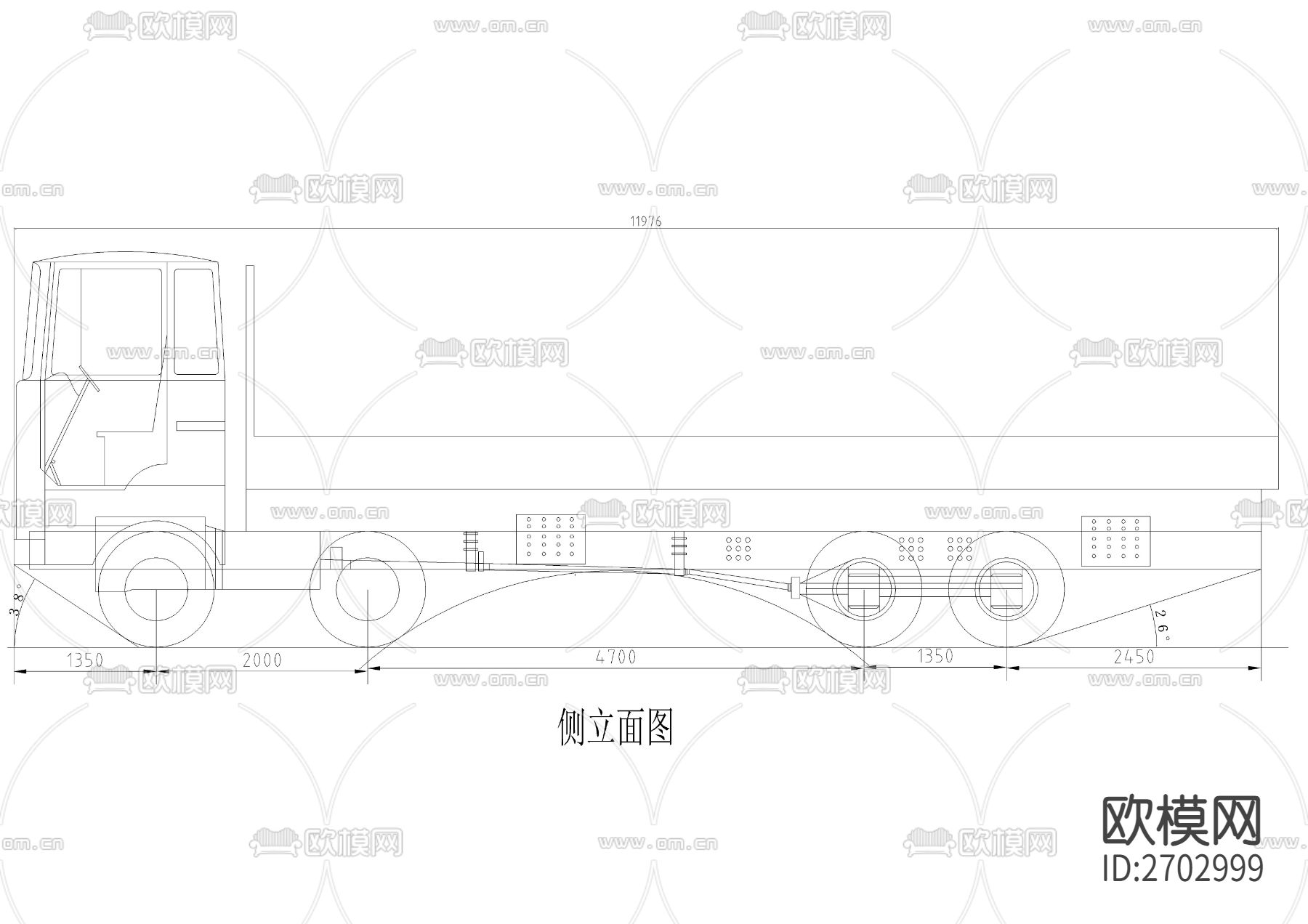 货运车车身造型图节点大样下载（渲染图3）