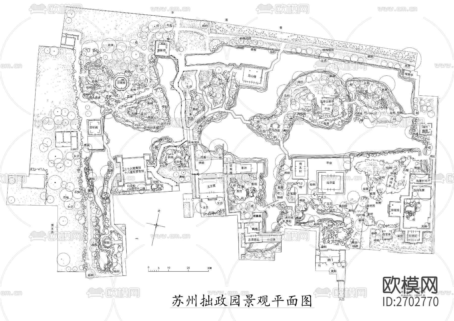 拙政园景观cad施工图下载（渲染图1）