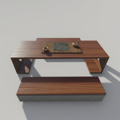  新中式围棋桌su模型 