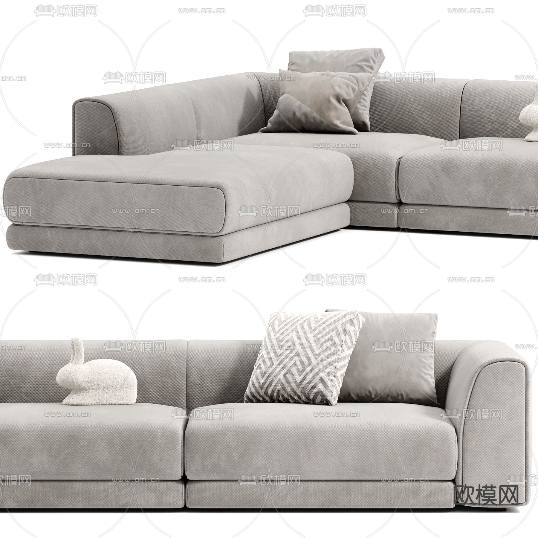 Baxter 转角沙发3d模型下载（渲染图3）