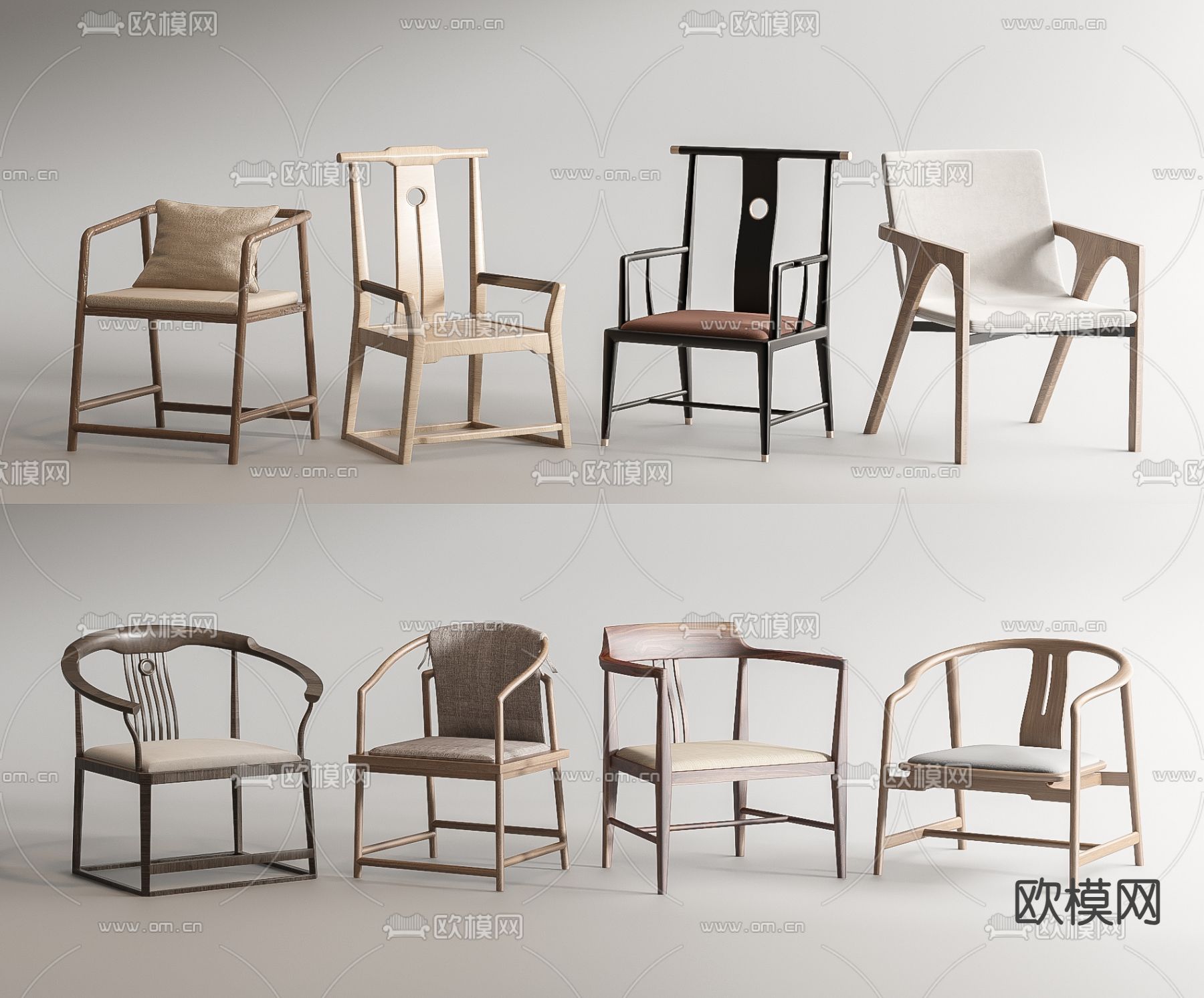 新中式椅子 圈椅3d模型下载