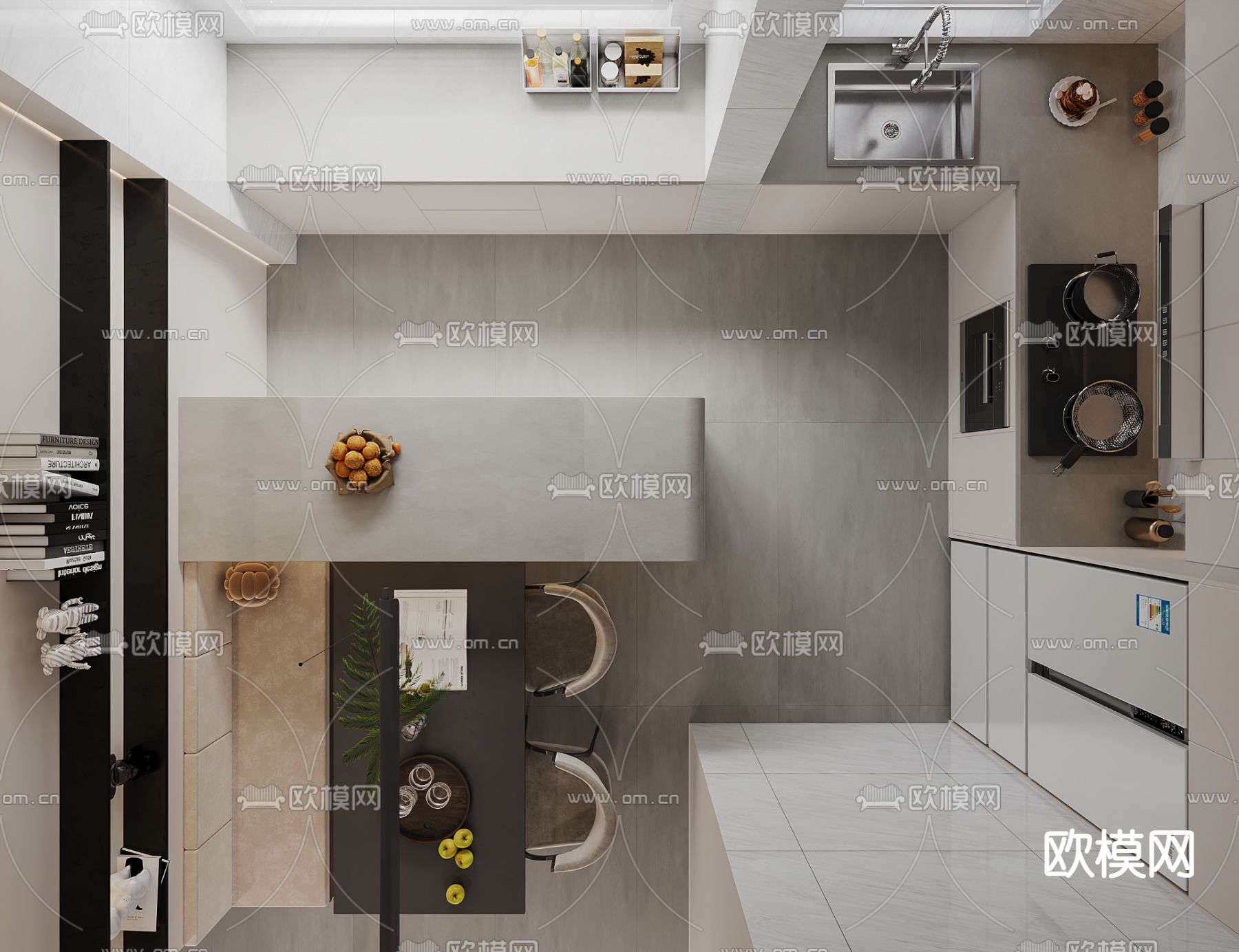 现代客餐厅3d模型下载（渲染图6）