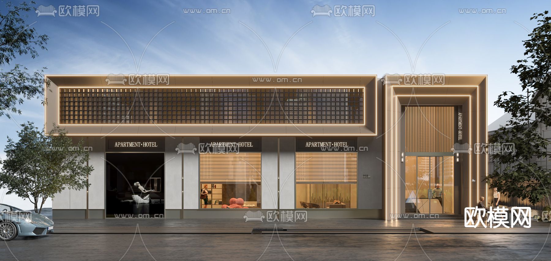 店铺门面 商铺门头3d模型下载_ID14143562_3dmax免费模型-欧模网