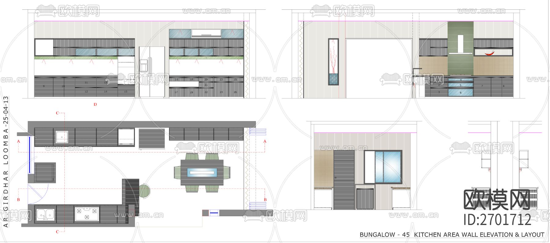 橱柜cad图库下载（渲染图6）