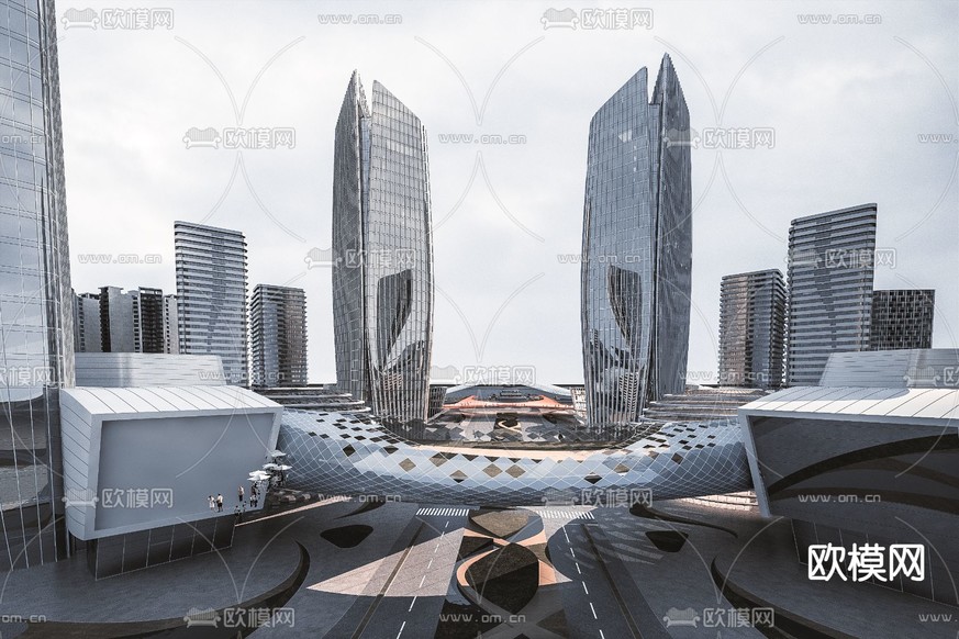商业建筑 商业街3d模型下载