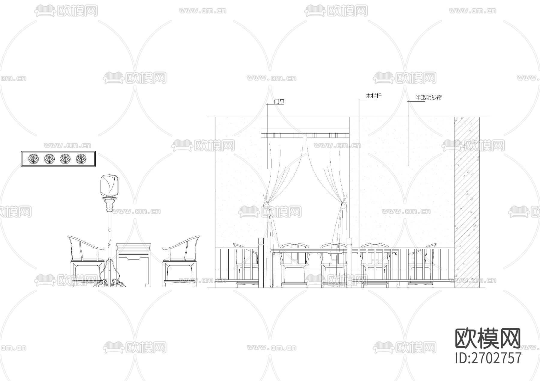 中式室内元素详细图节点大样下载（渲染图7）