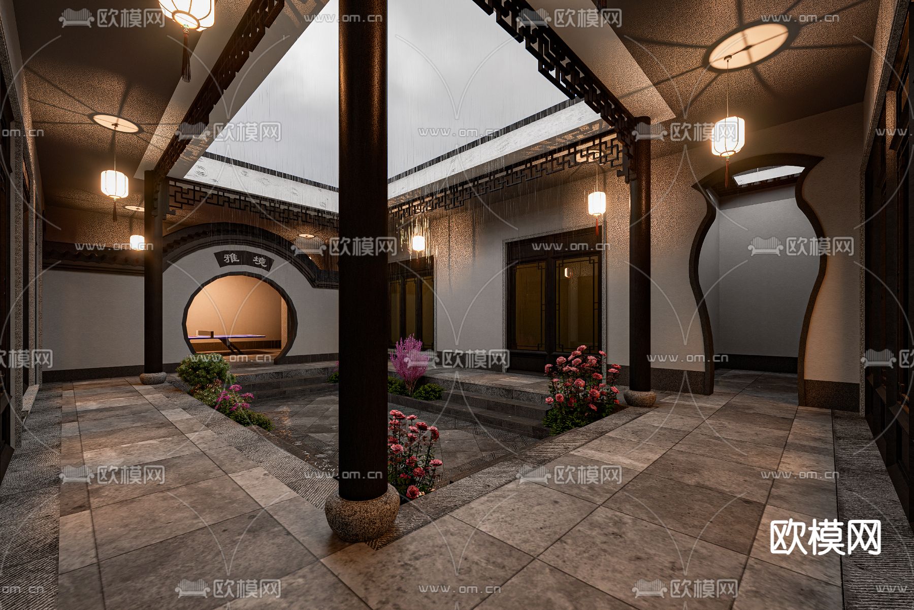 徽派别墅su模型下载（渲染图4）