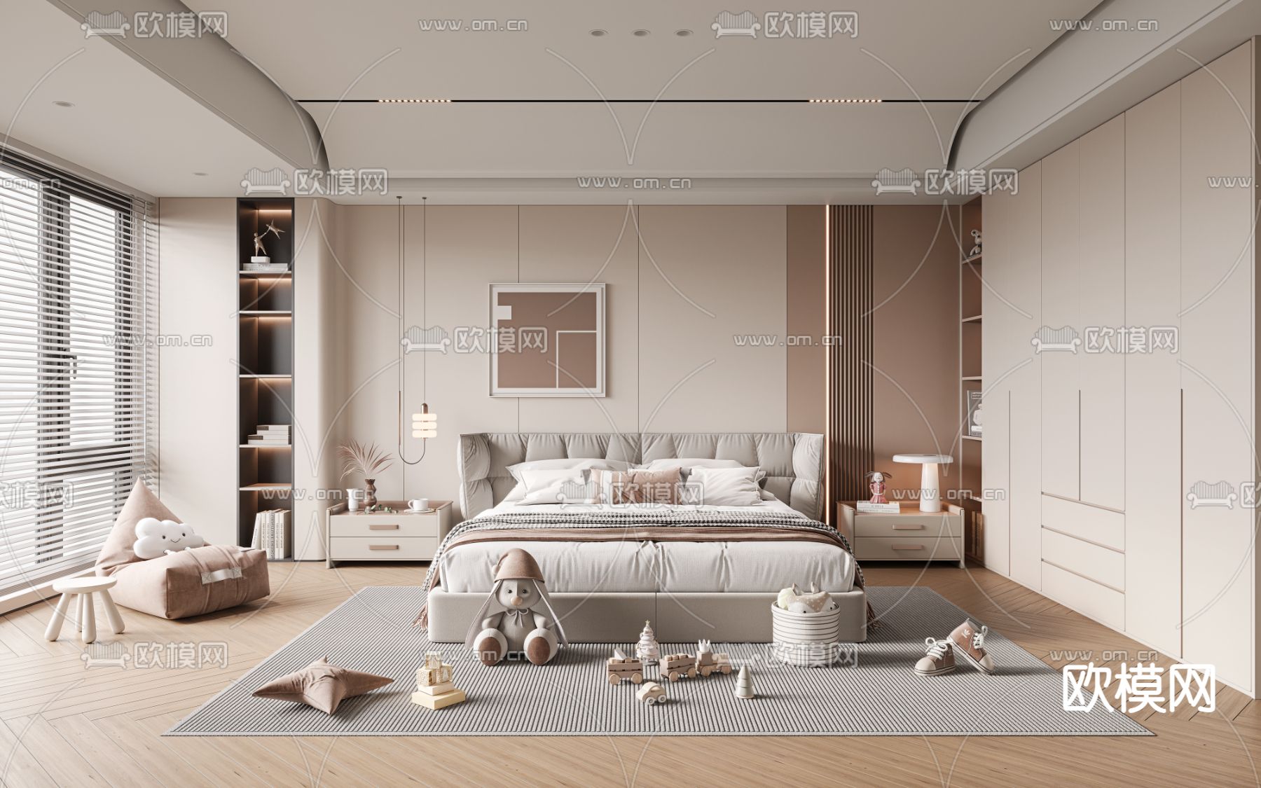儿童房 女孩房 小孩房3d模型下载（渲染图1）