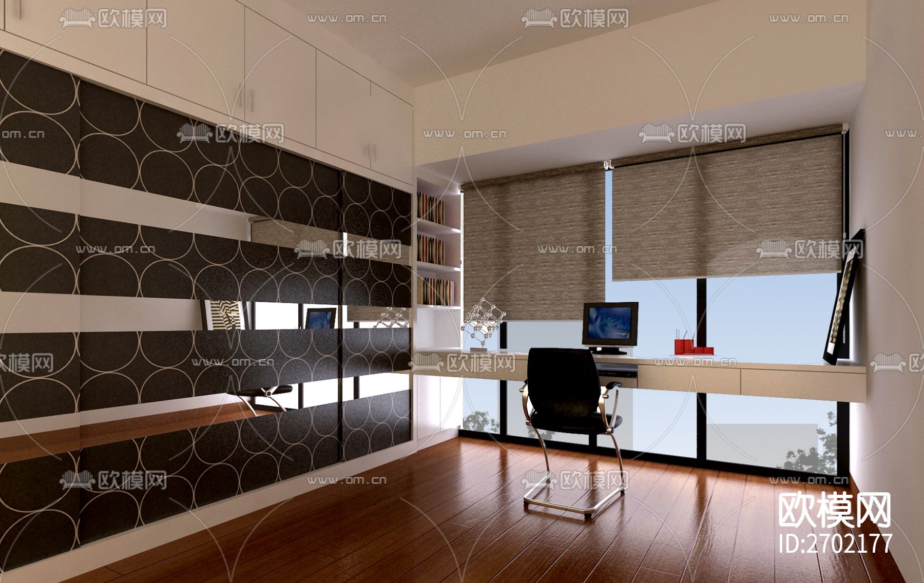 一百四十平大平层全套装修cad施工图下载（渲染图6）