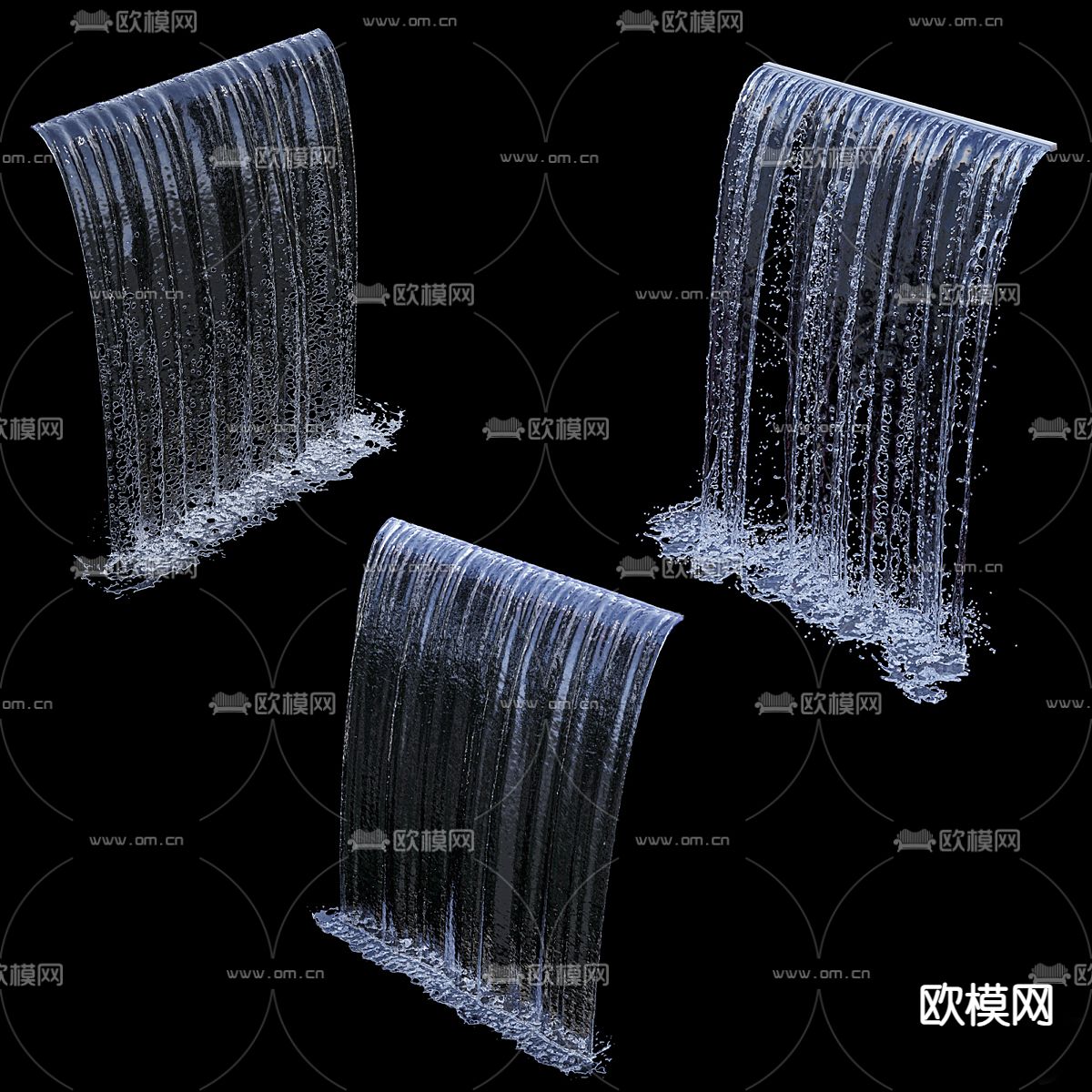 流水瀑布 跌水 水幕墙3d模型下载