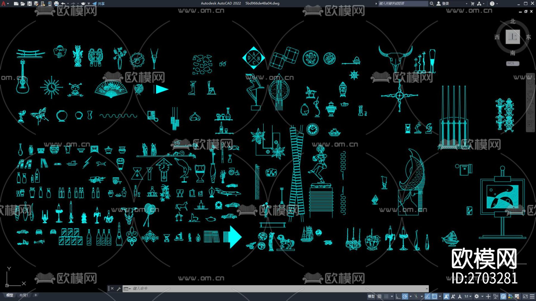 装饰品常用cad立面图库下载