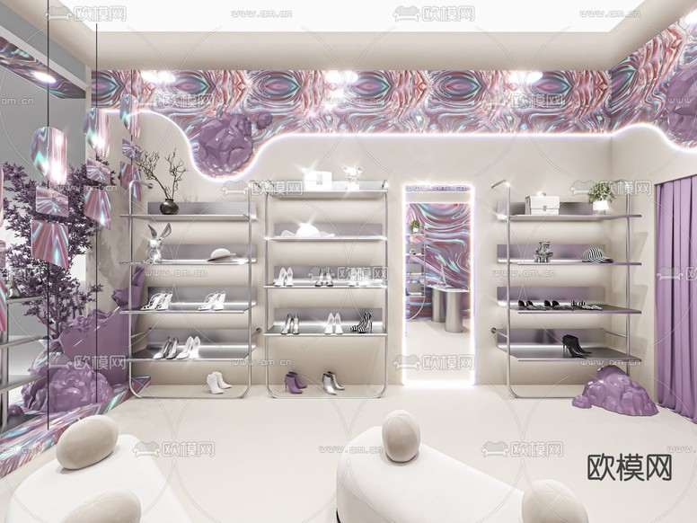 女士鞋店3d模型下载(渲染图1)