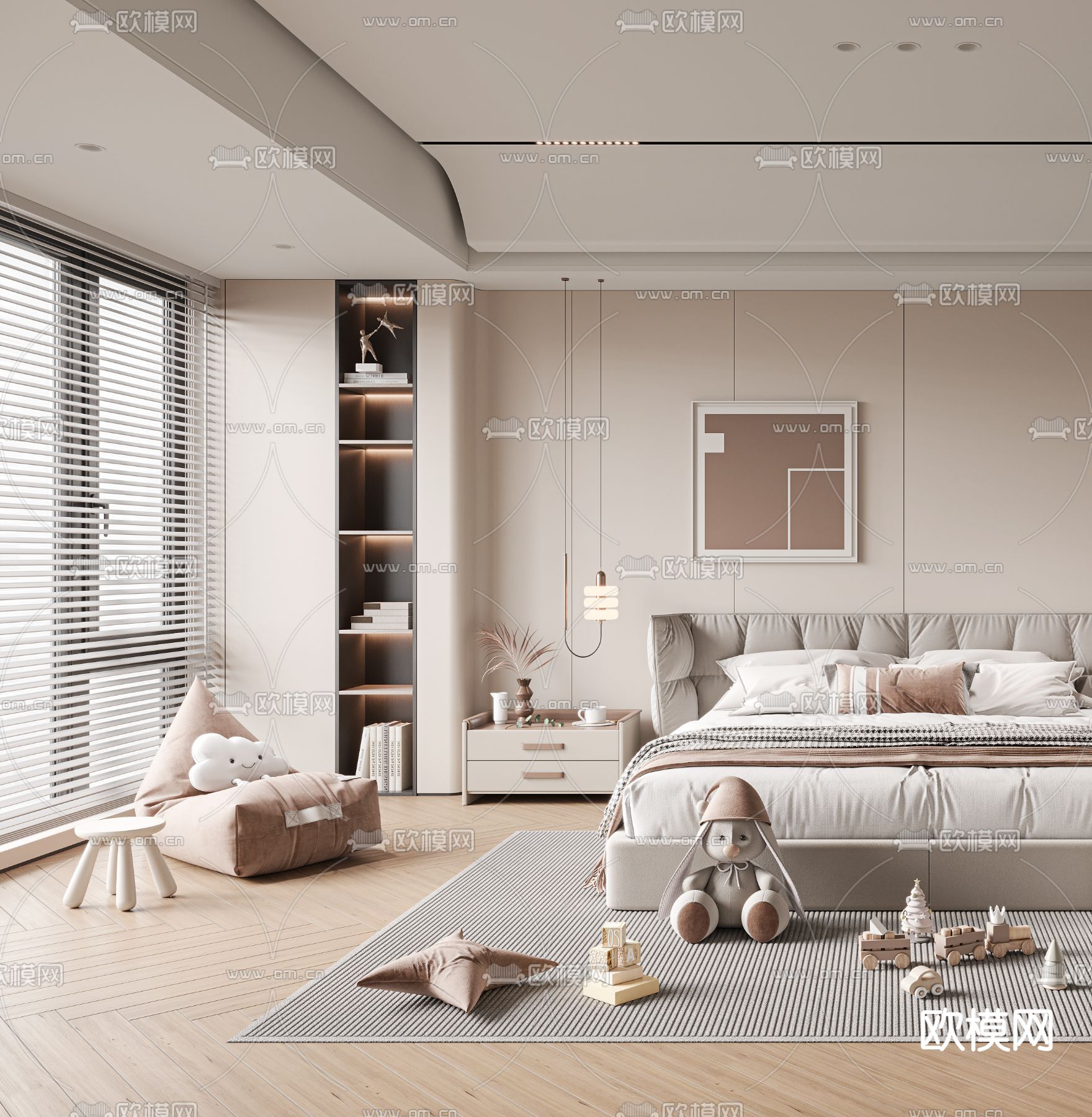 儿童房 女孩房 小孩房3d模型下载（渲染图3）