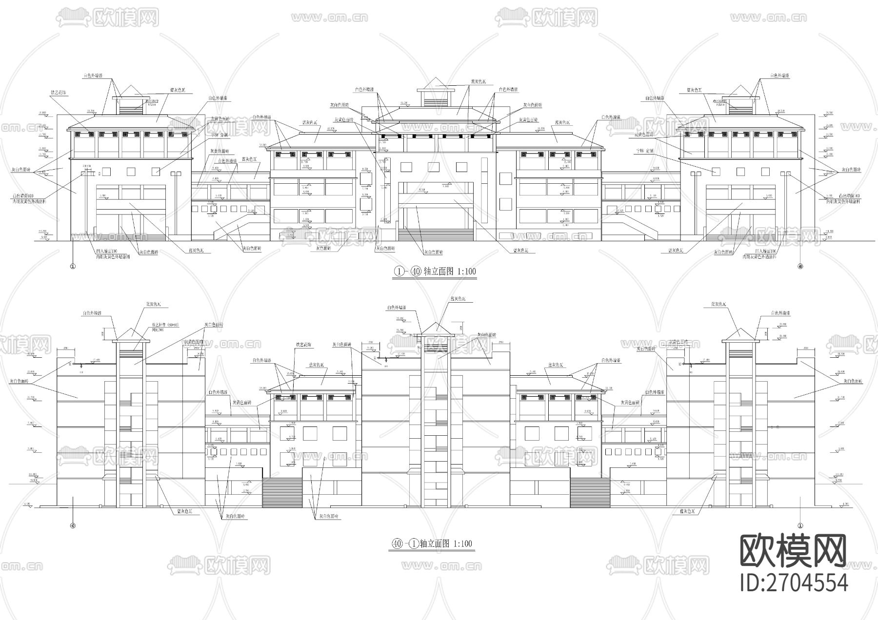 某教学楼建筑CAD施工图下载（渲染图5）
