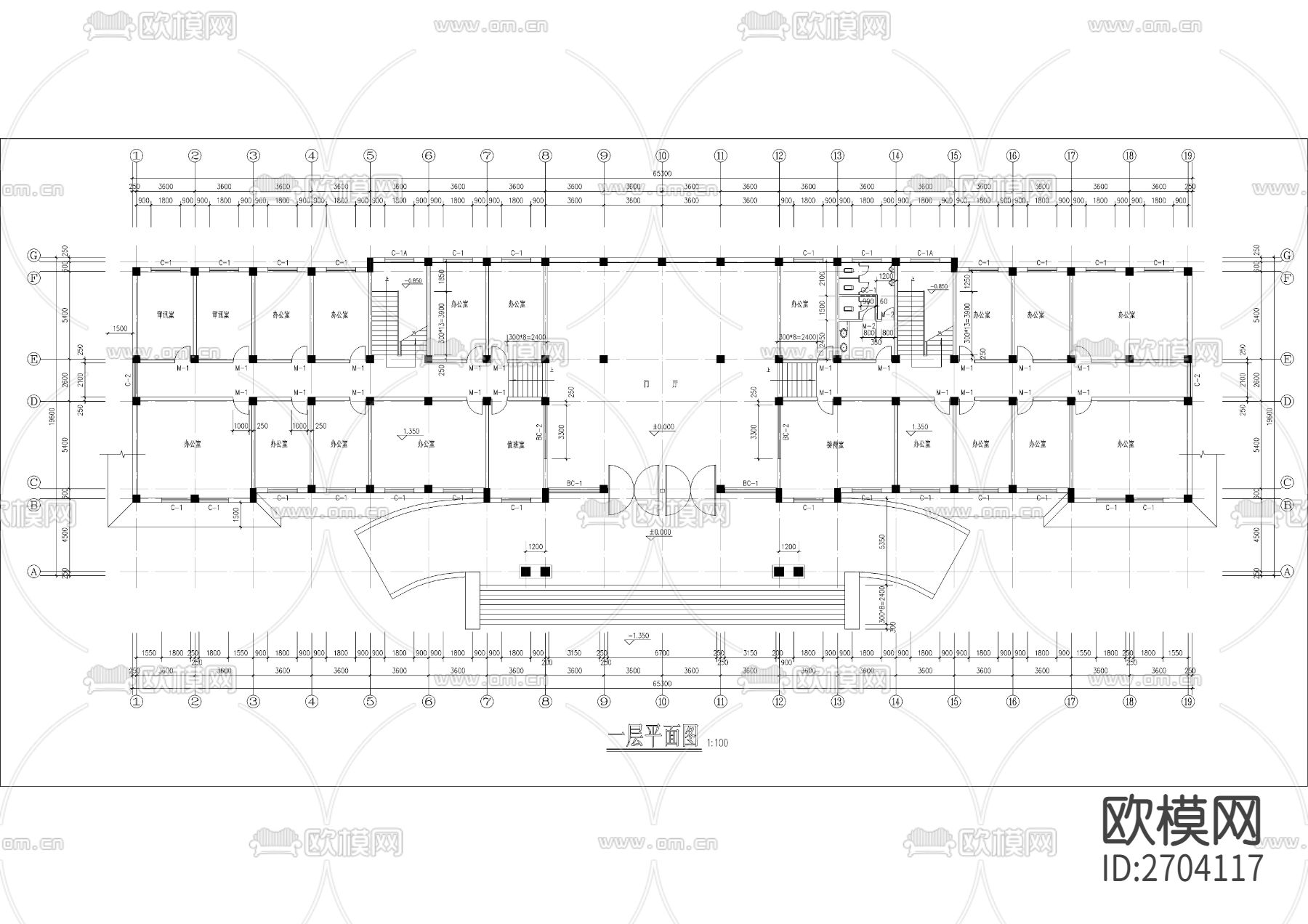 检察院办公楼CAD施工图下载（渲染图4）