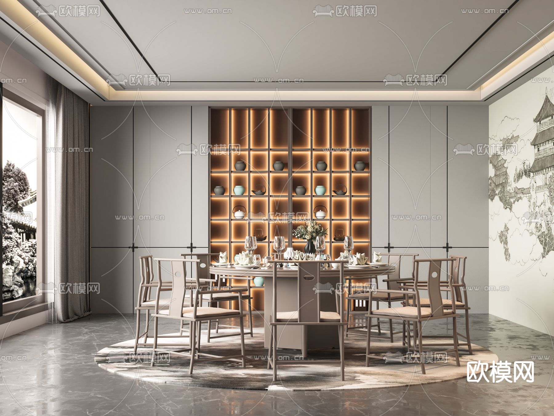 中餐厅包间 包厢 包房3d模型