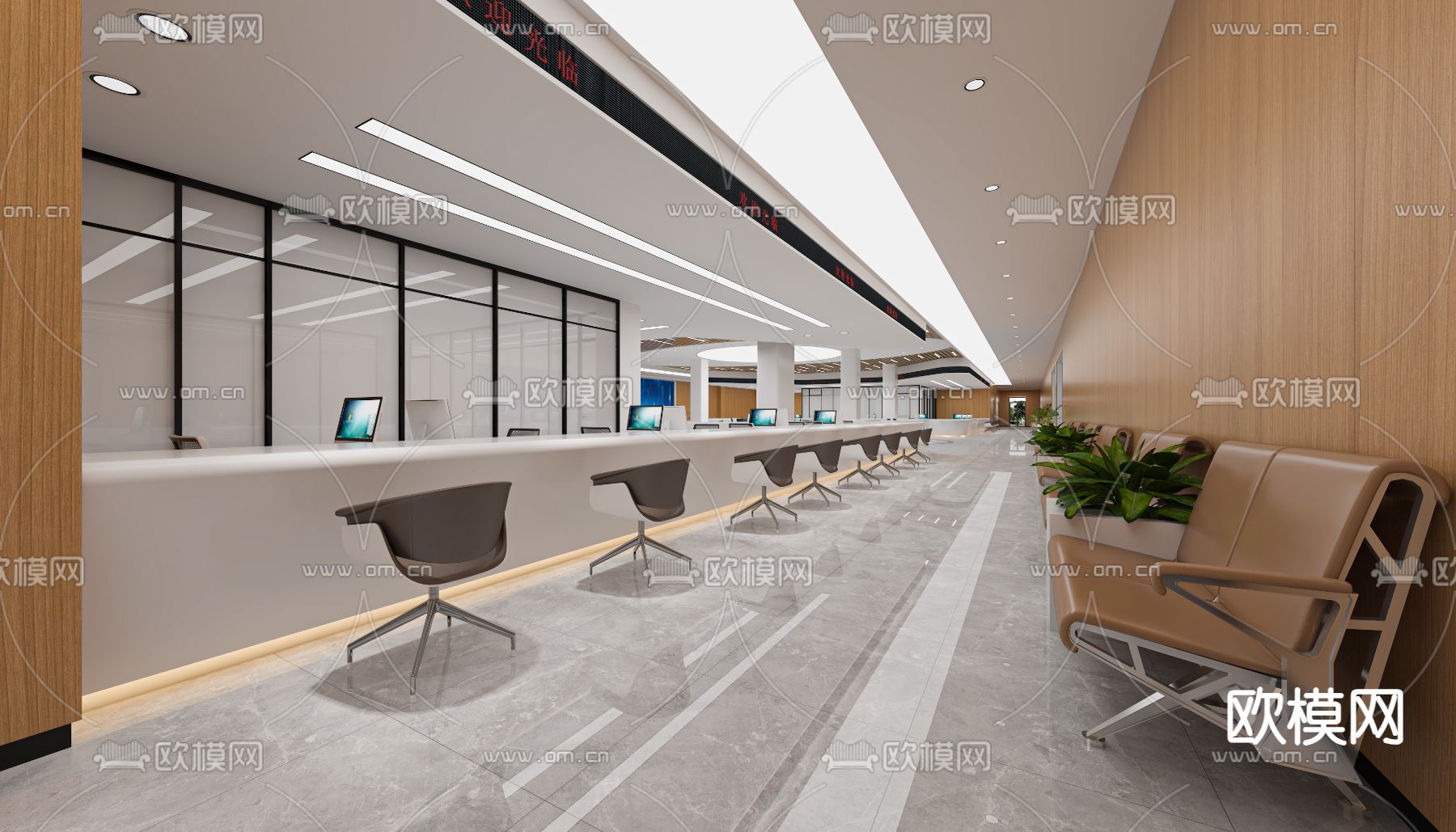 政务大厅 服务大厅3d模型下载（渲染图4）