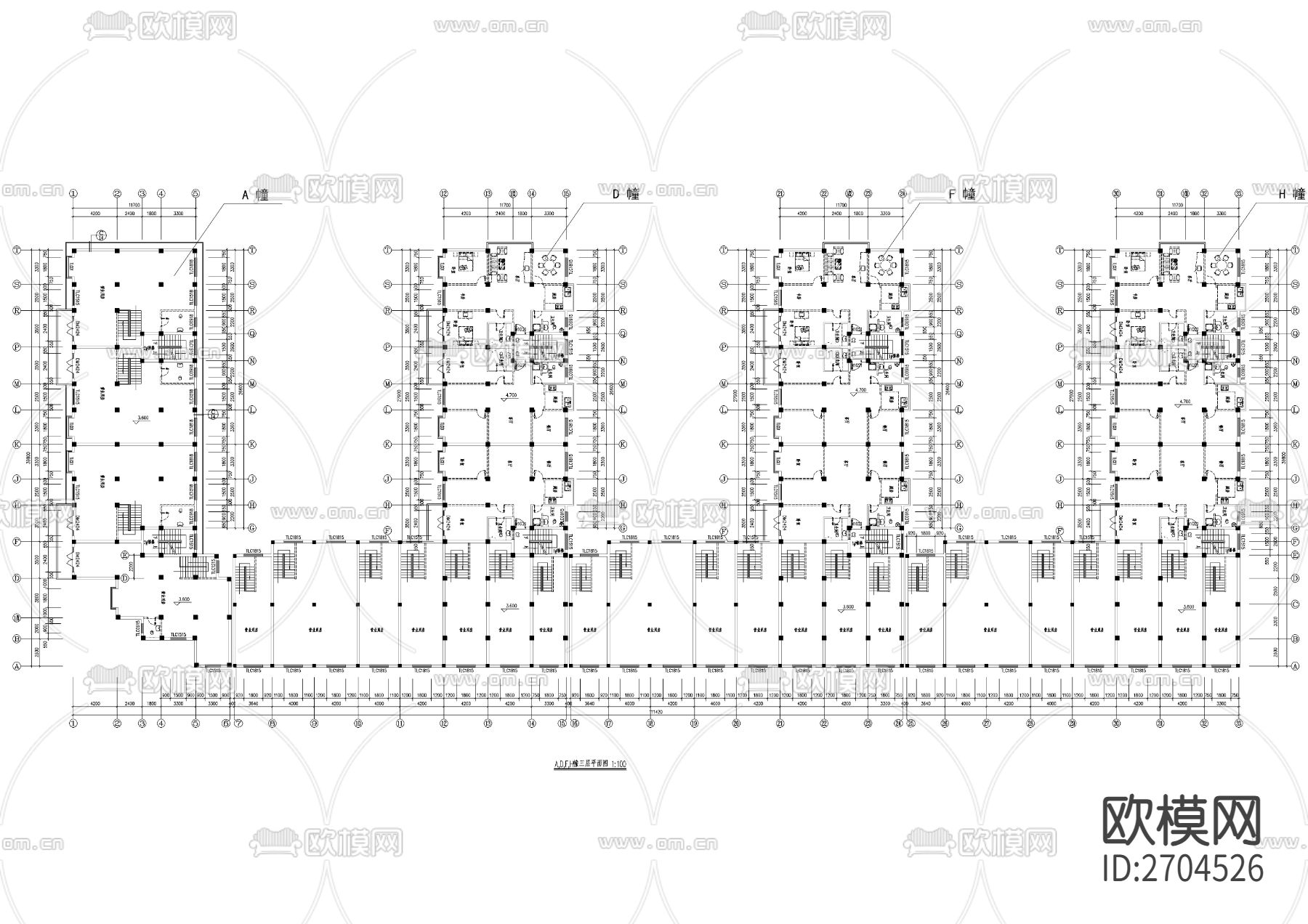 联建房建筑CAD施工图下载（渲染图2）