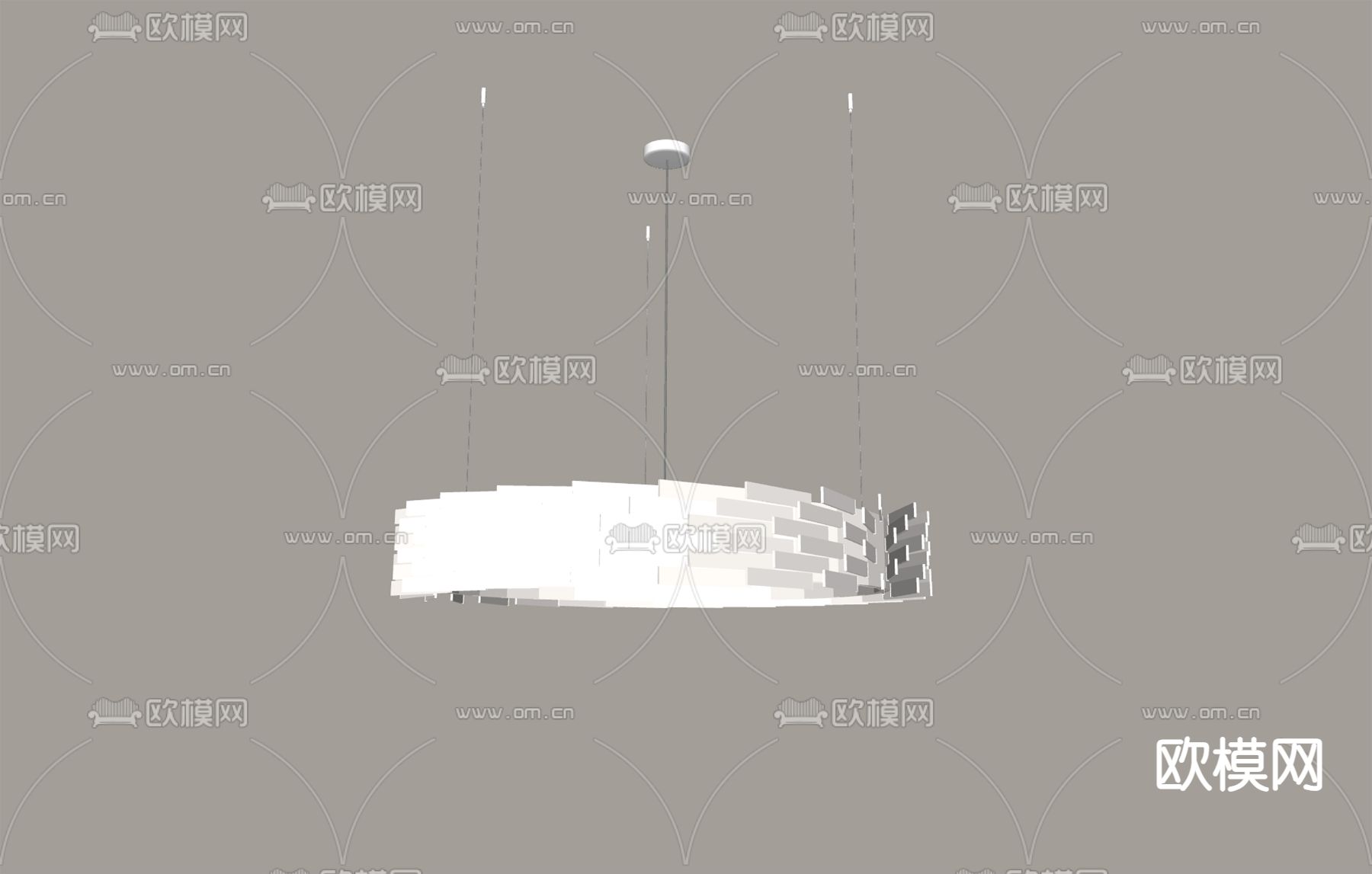 奶油风吊灯su模型下载（渲染图2）
