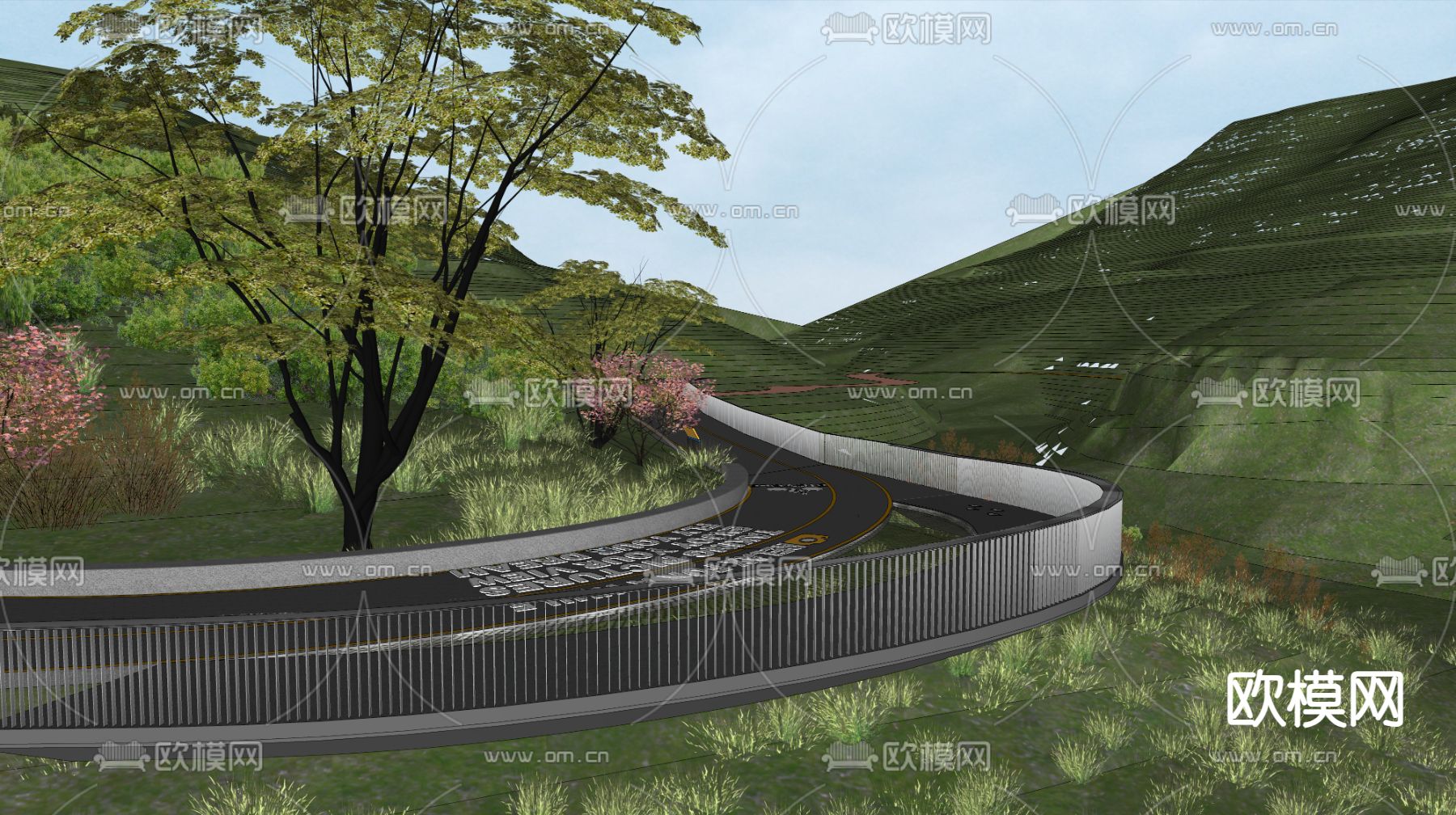 山间步道 山地景观 坡地su模型下载（渲染图2）