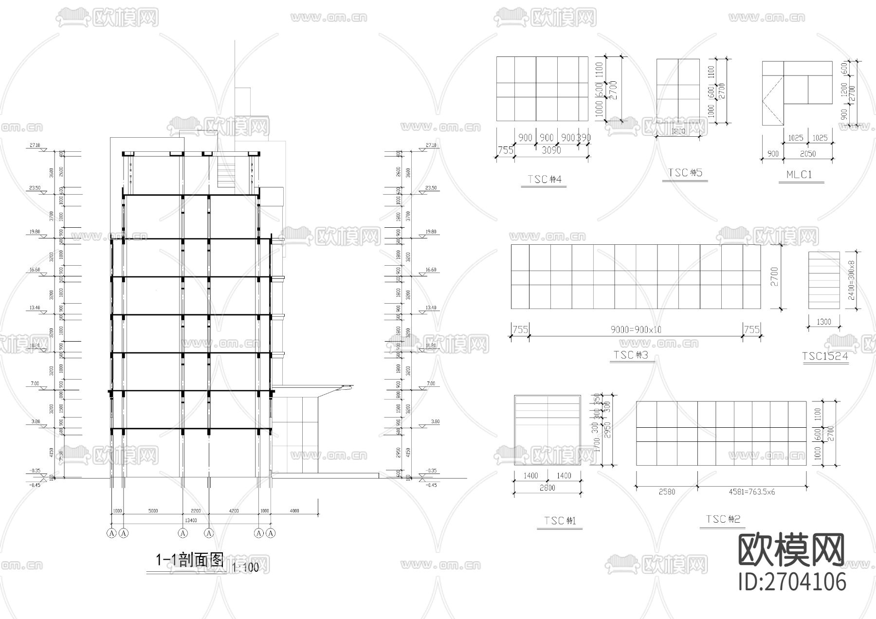 七层消防队办公楼CAD施工图下载（渲染图9）
