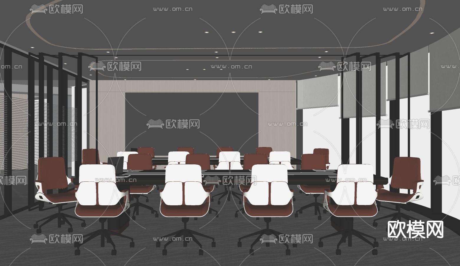现代会议室su模型下载（渲染图3）