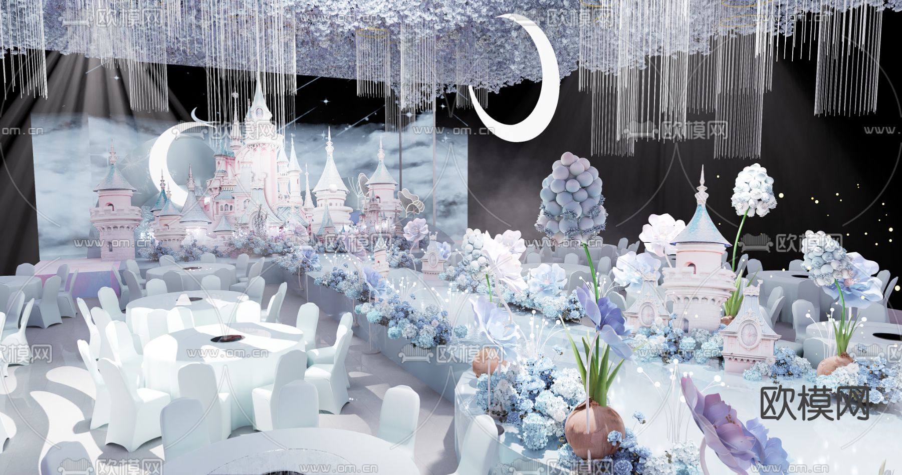 婚礼宴会厅su模型下载（渲染图2）