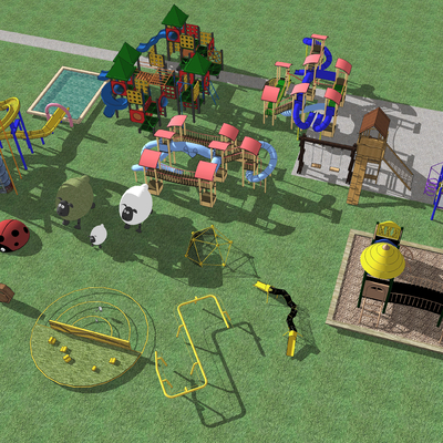  儿童乐园 运动场地su模型 