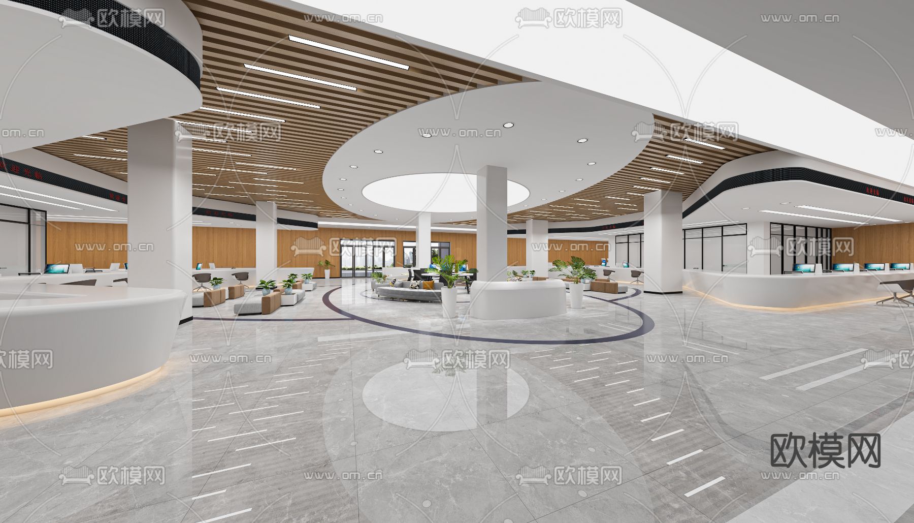 政务大厅 服务大厅3d模型下载（渲染图2）