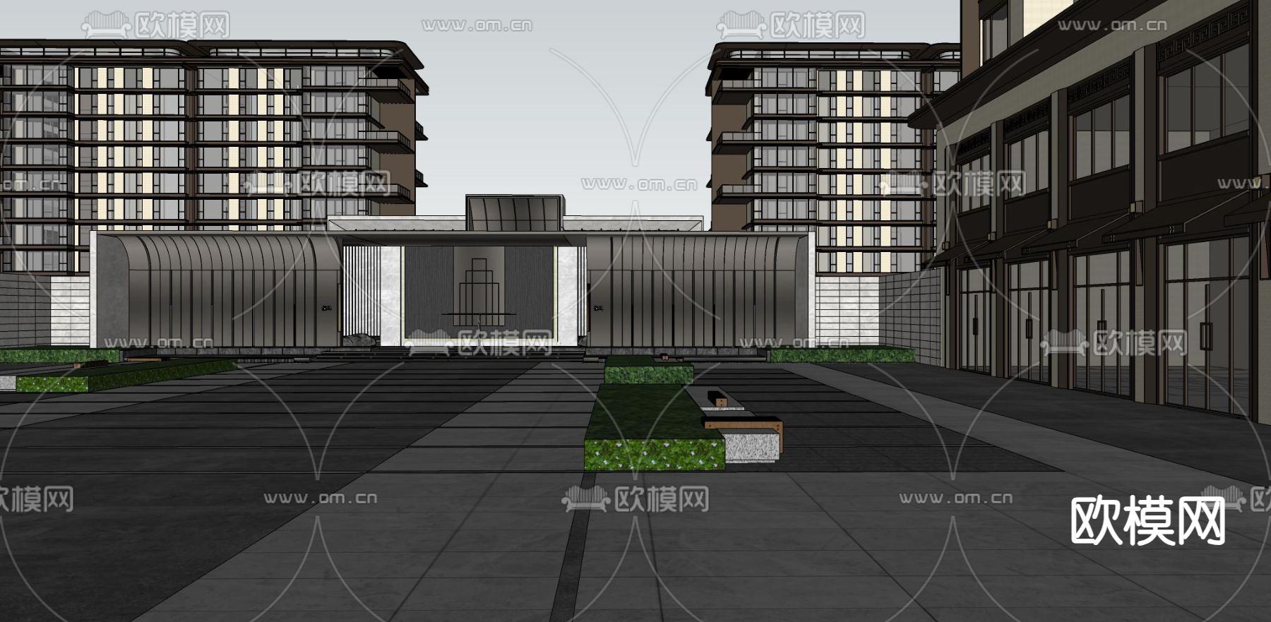 景观示范区 居住区su模型下载（渲染图2）
