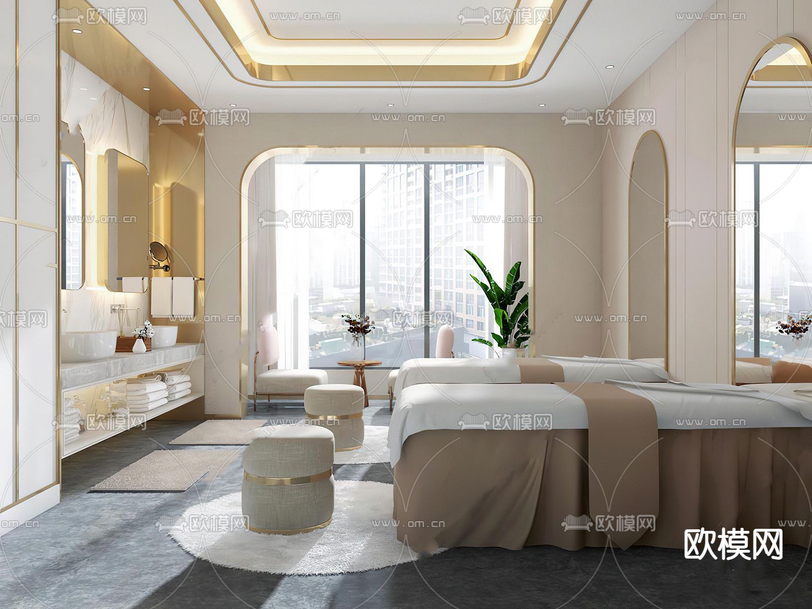 SPA包房su模型下载（渲染图1）