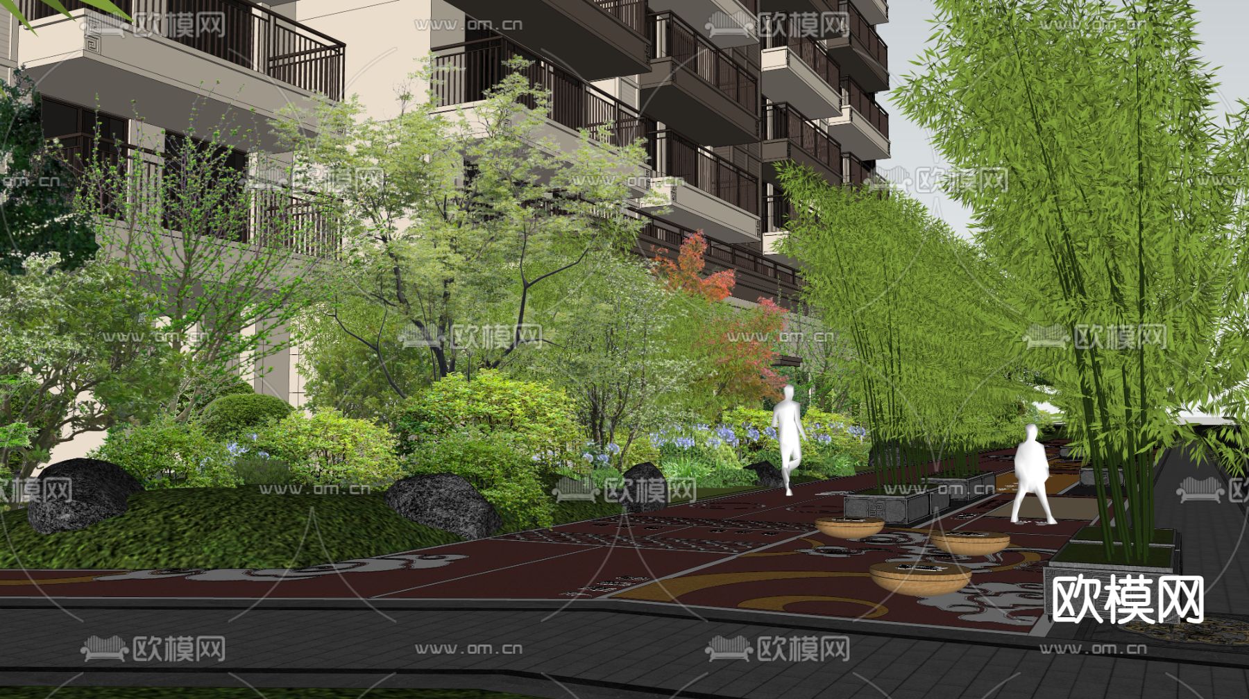 花径 花镜 灌木丛su模型下载（渲染图2）