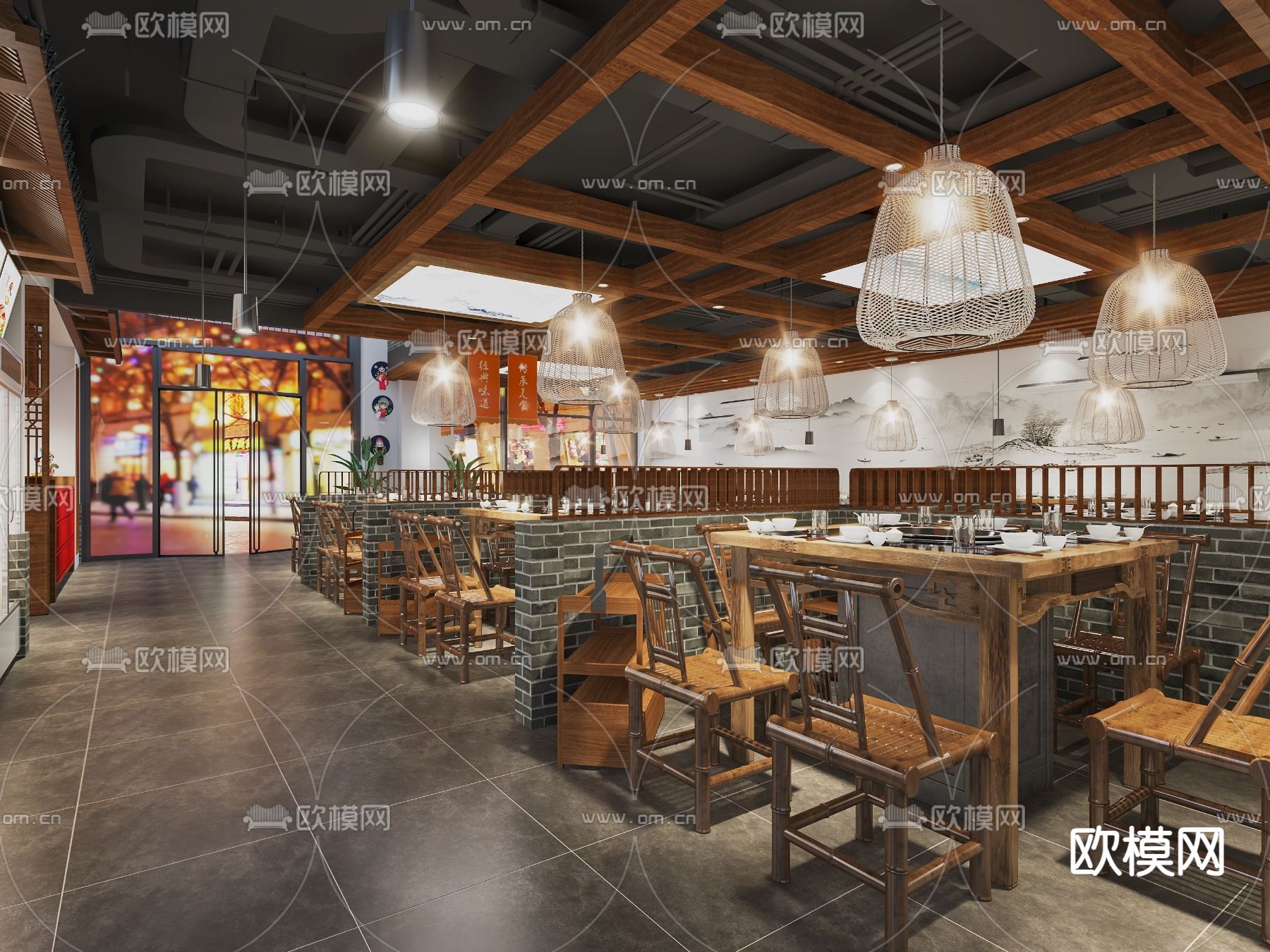 新中式火锅店3d模型
