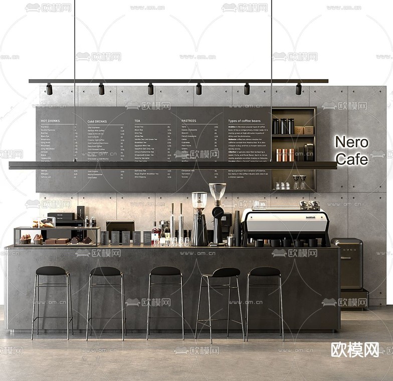 咖啡厅吧台su模型下载_ID14146149_sketchup模型下载-欧模网