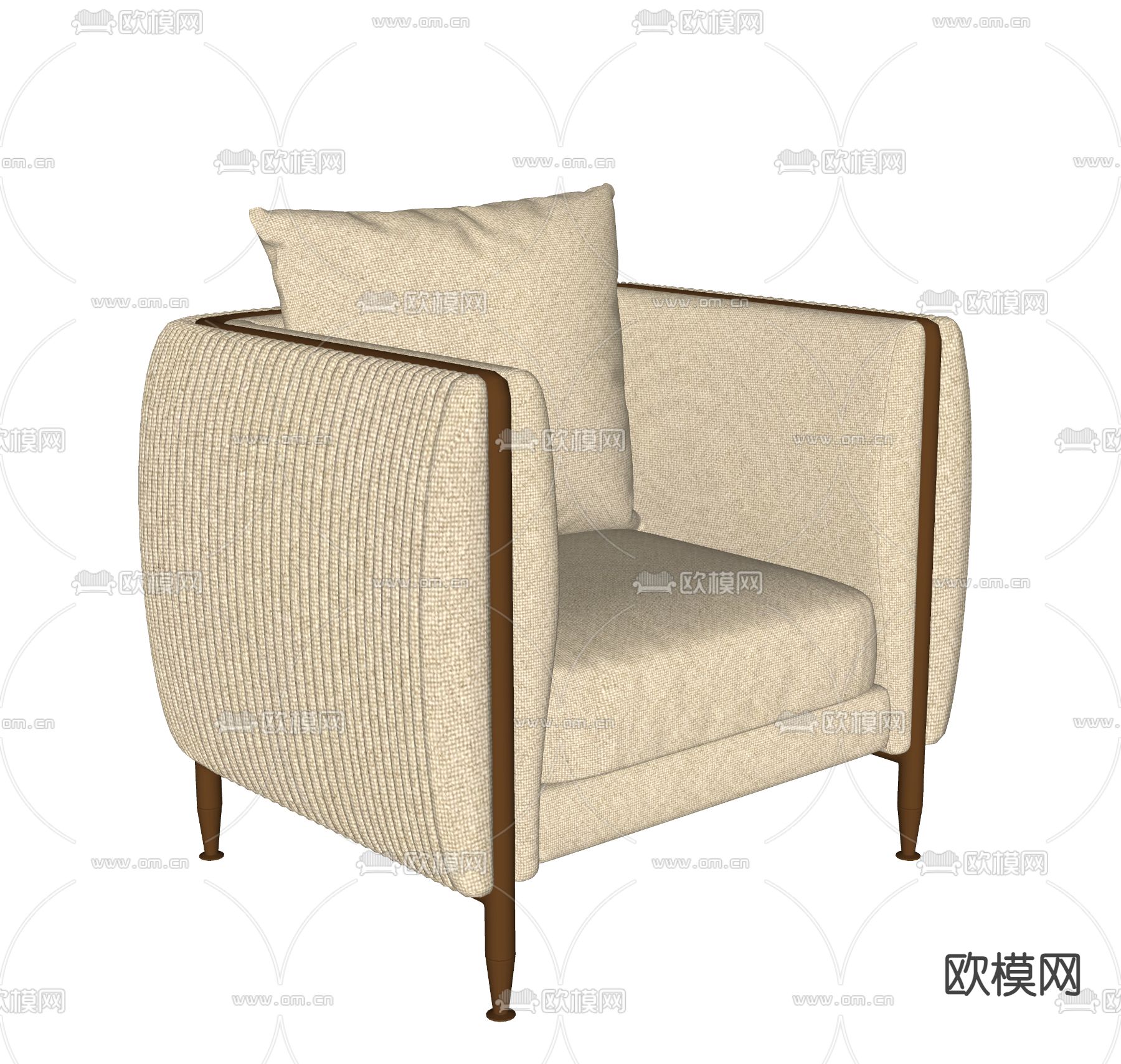 简欧单人沙发su模型下载