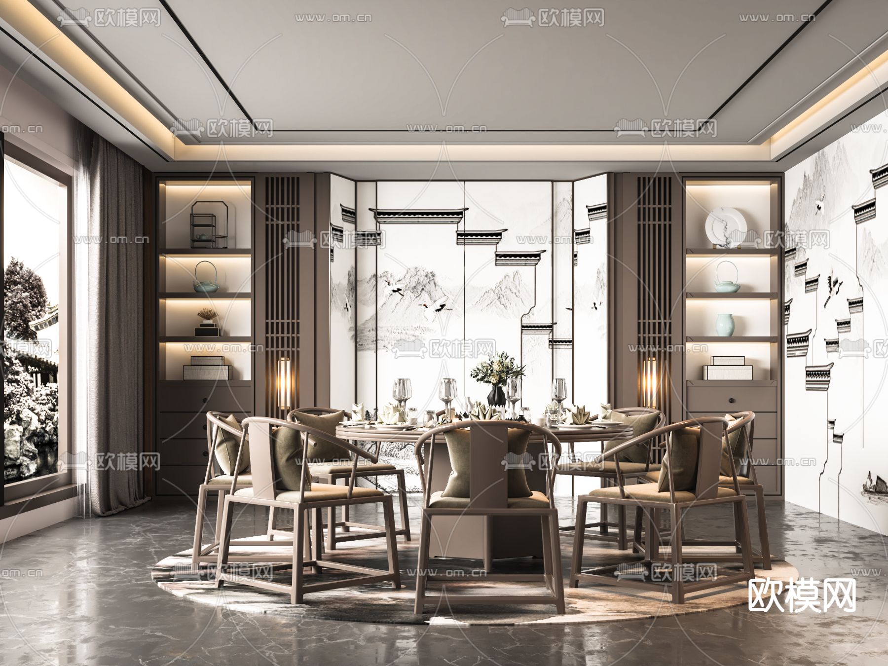 中餐厅包间 包厢 包房3d模型下载