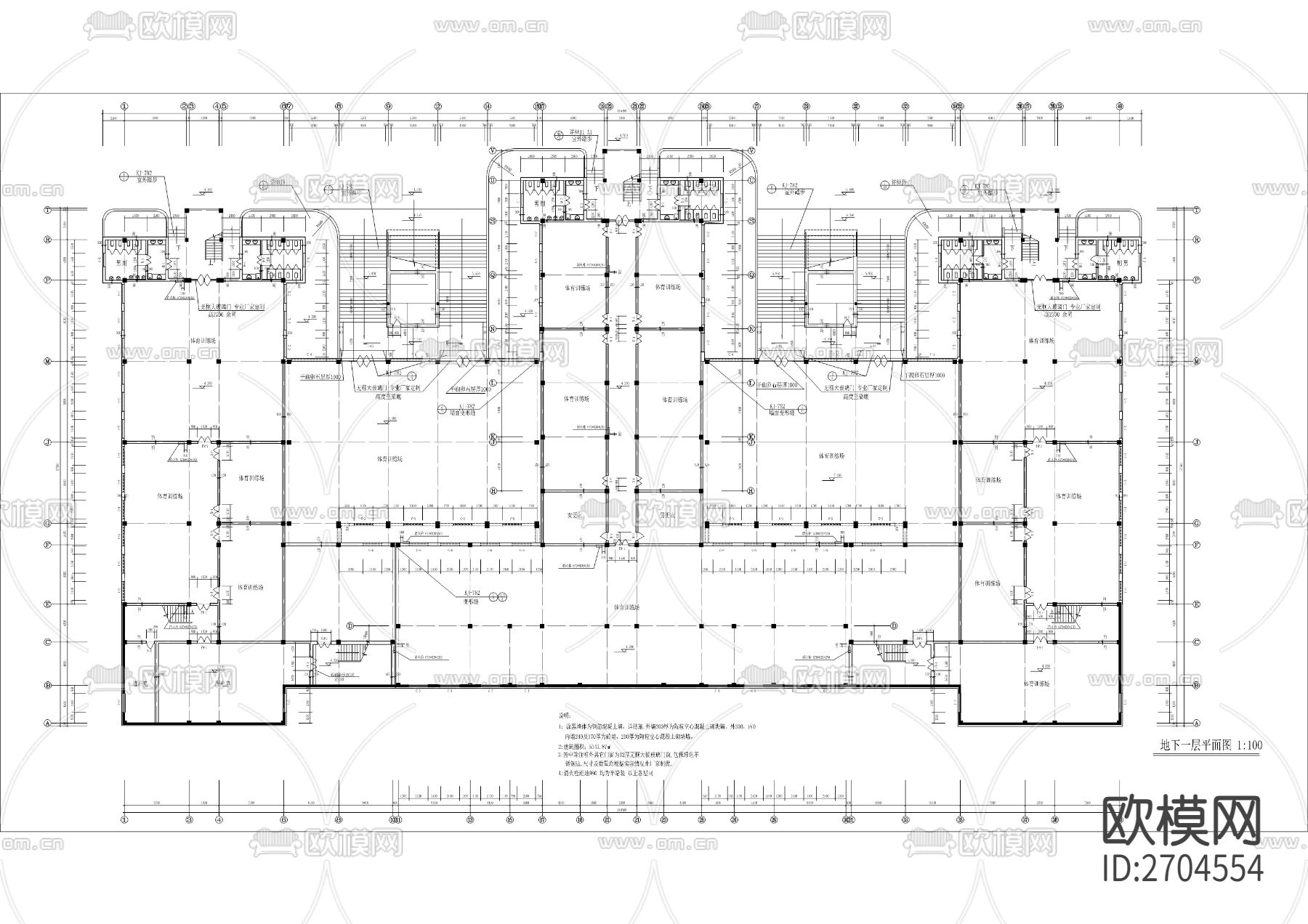 某教学楼建筑CAD施工图下载（渲染图2）