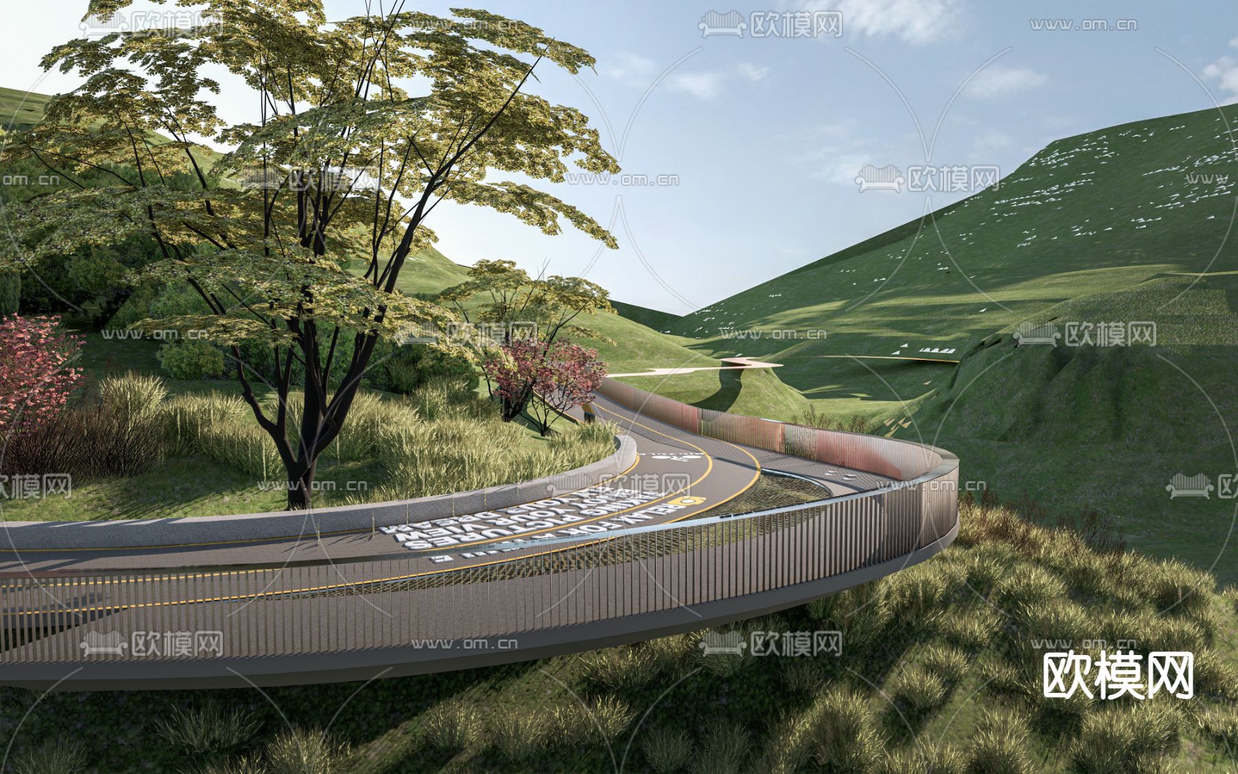 山间步道 山地景观 坡地su模型下载（渲染图1）