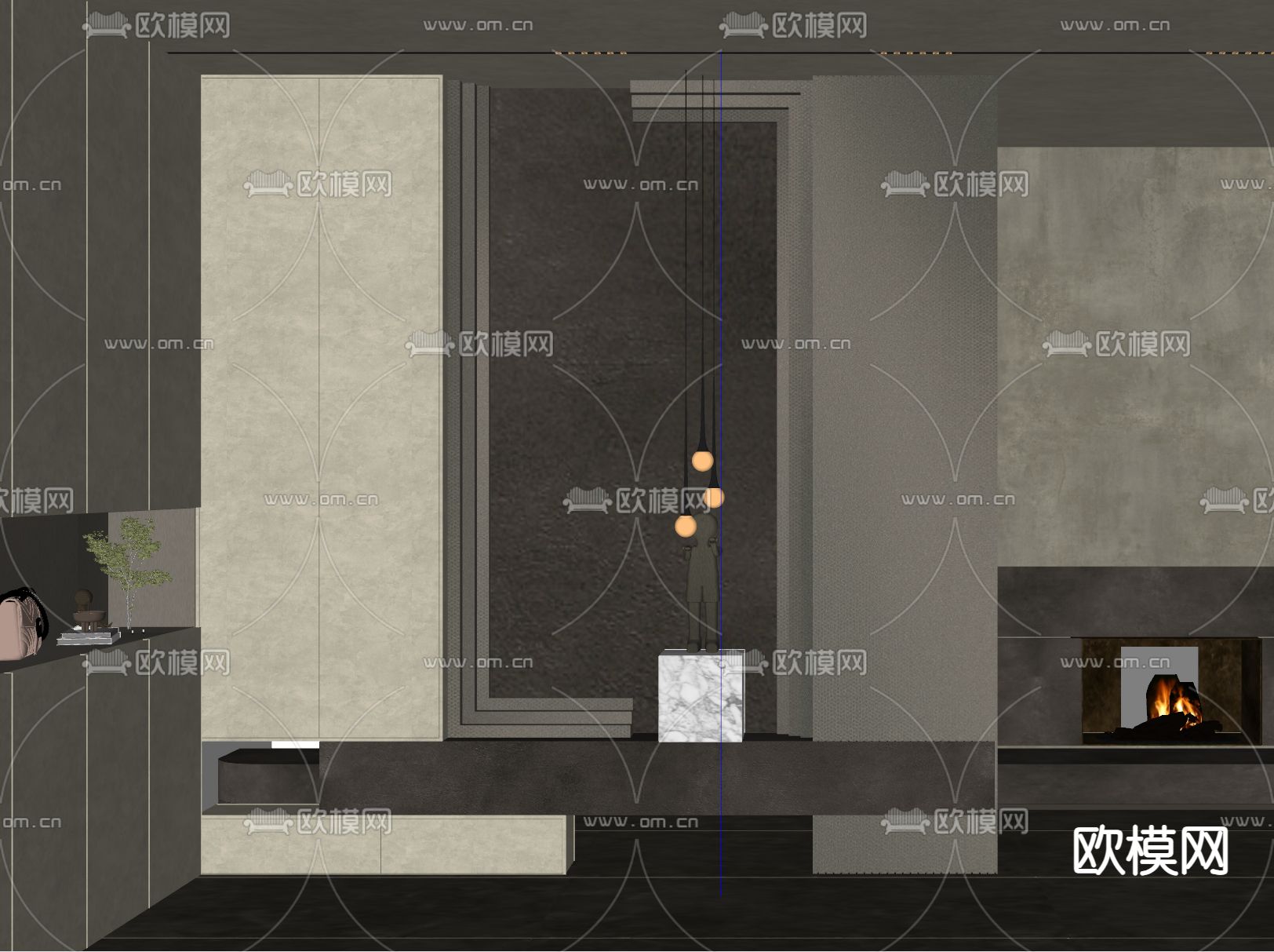 意式玄关隔断su模型下载（渲染图2）