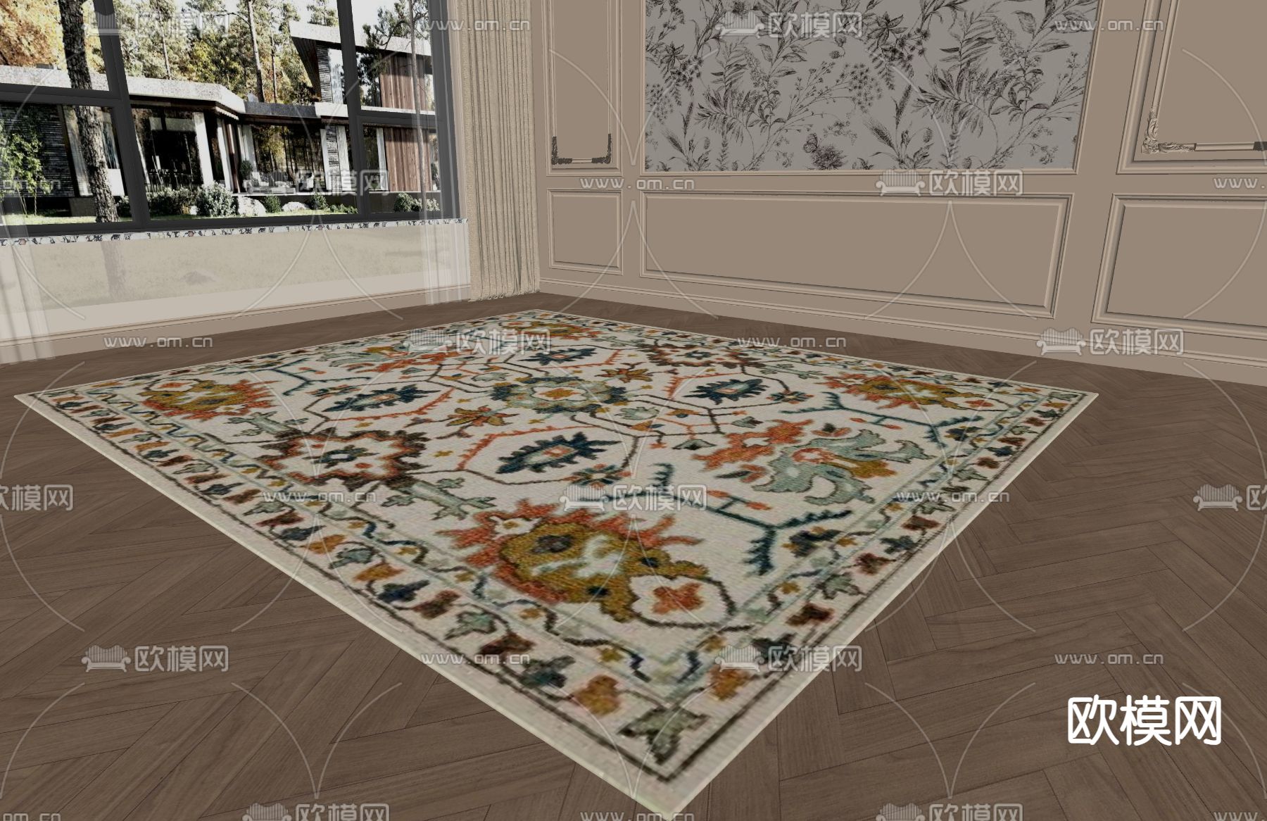 法式地毯su模型下载（渲染图2）